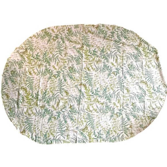 Vintage Vera Neumann Green Fern Butterfly Oval Oblong Tablecloth - Picture 11 of 12